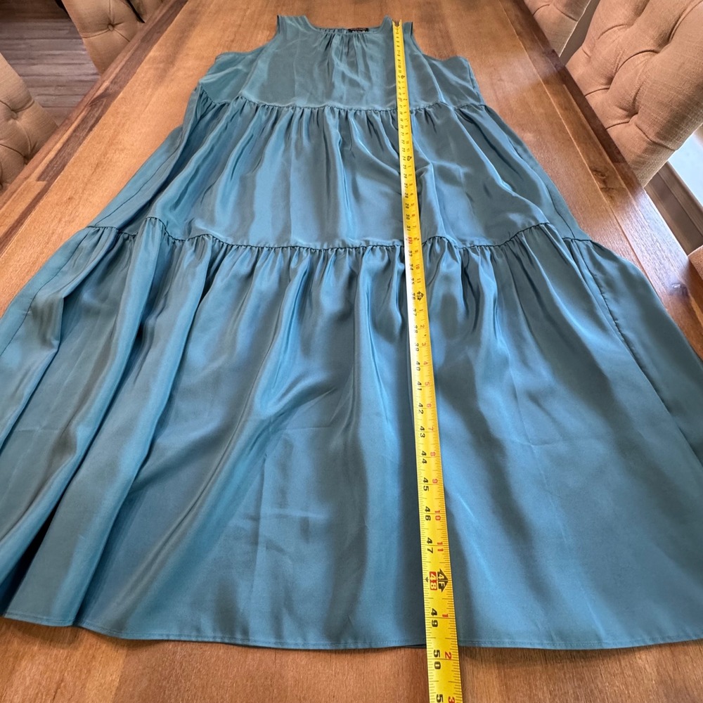Eileen Fisher Silk Sleeveless Tiered Maxi Dress Teal Blue Size Xl‎ - Picture 7 of 13